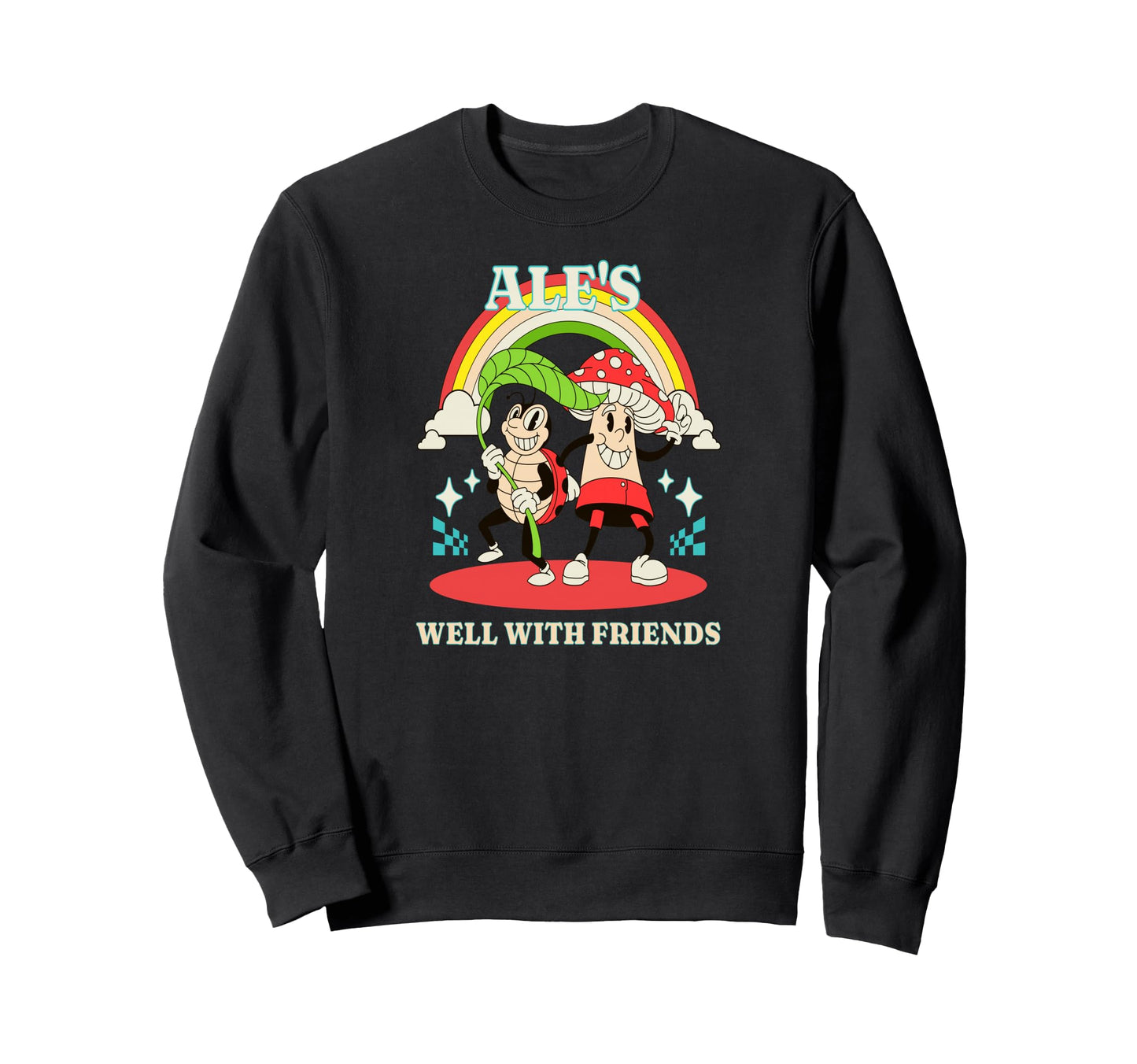 Wholesome Mushroom Bug Rainbow Cartoon Sweatshirt - Graphic Print Unisex - T-Shirt, Sweatshirt, Hoodie