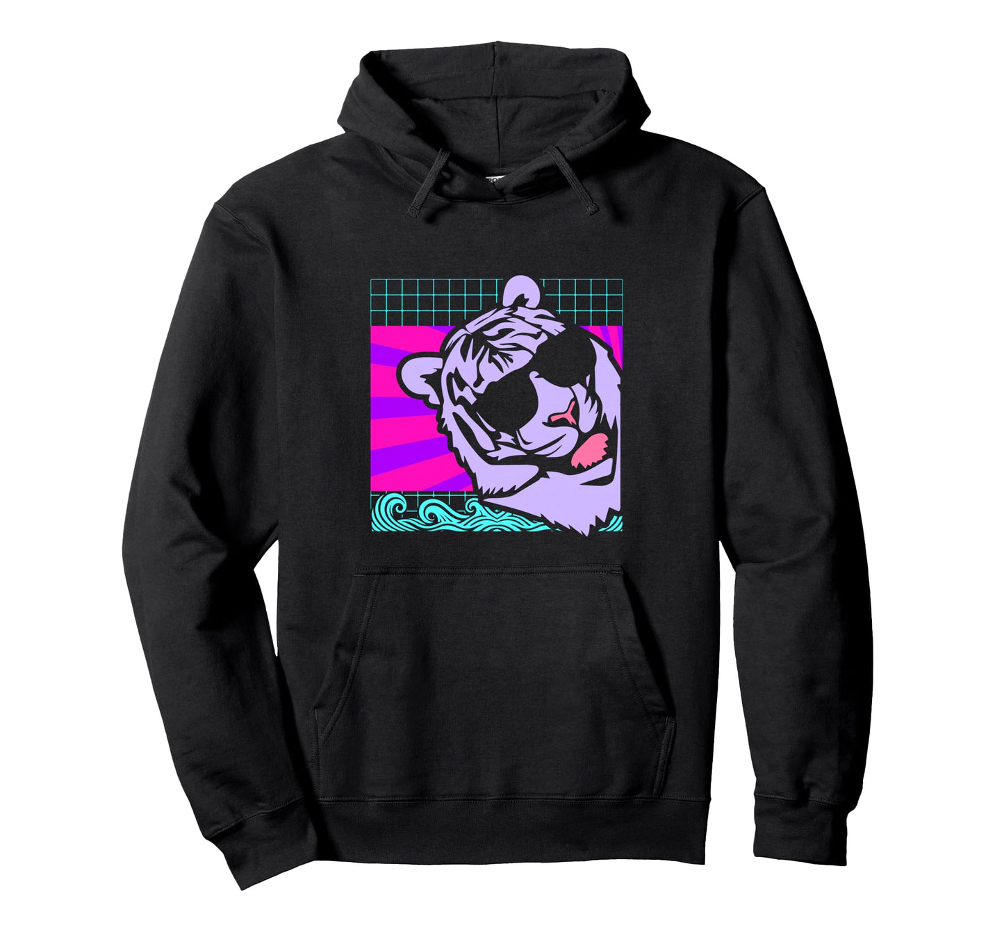 Aesthetic Vaporwave Outfits Lion Hoodie - Graphic Print for Adults - T-Shirt, Sweatshirt, Hoodie