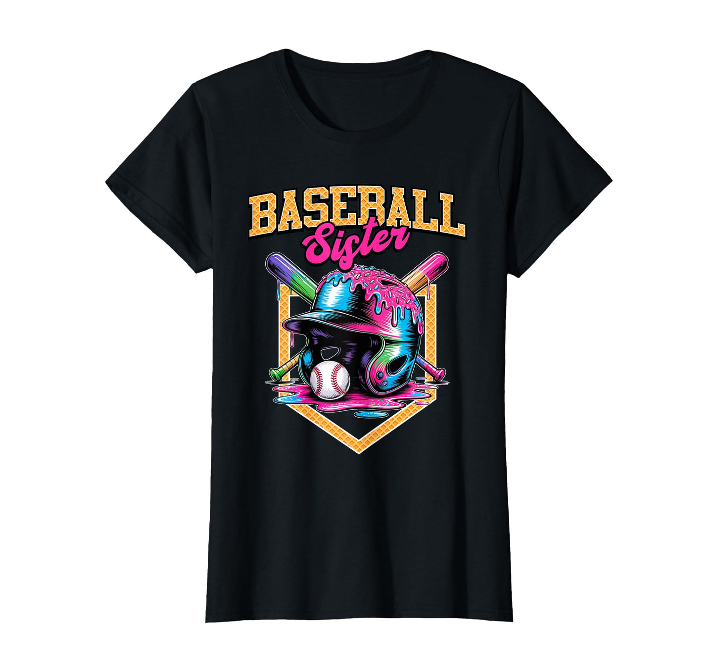 Baseball Sister Tie Dye Baseball Drip T-Shirt - Minimalist Print Men Women - T-Shirt, Sweatshirt, Hoodie