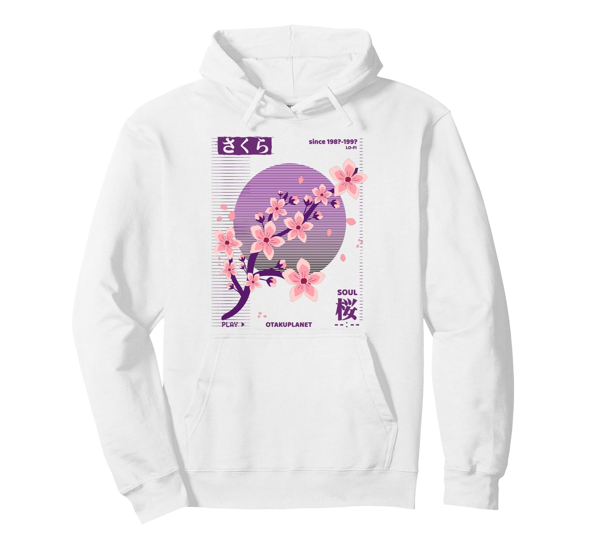 Vaporwave Japanese Sakura Floral Lofi Hoodie - Custom Art Print for Adults - T-Shirt, Sweatshirt, Hoodie