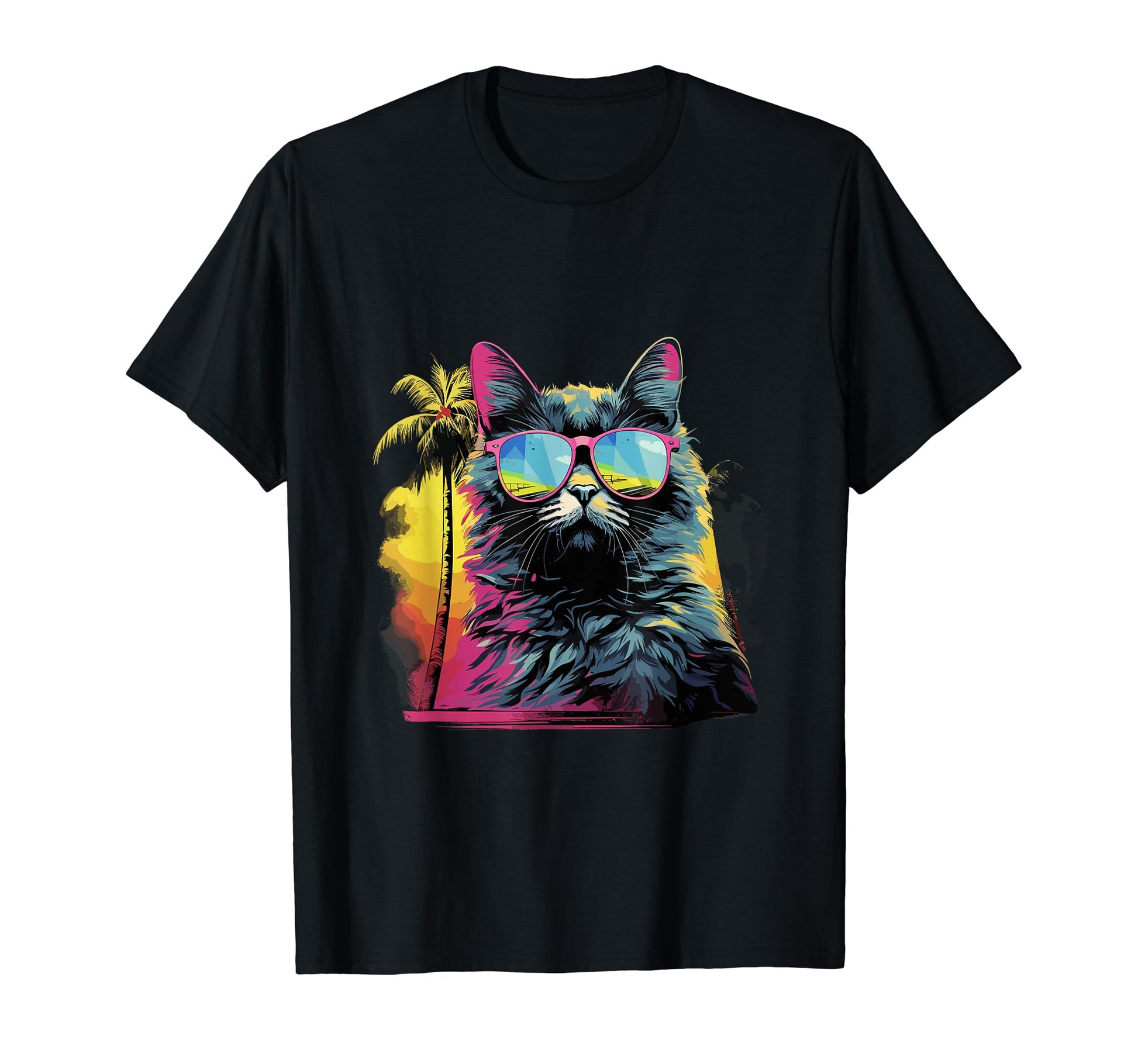 Funny Cat Vaporwave Aesthetic Animal Lover T-Shirt - Graphic Print Unisex - T-Shirt, Sweatshirt, Hoodie