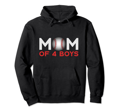 Mom 4 Baseball Mothers Day Hoodie - Aesthetic Graphic for Adults - T-Shirt, Sweatshirt, Hoodie