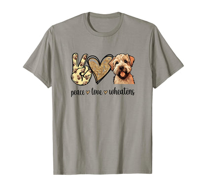Womens Peace Love Wheaten Terrier T-Shirt - Fun Novelty Design for Adults - T-Shirt, Sweatshirt, Hoodie
