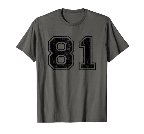 Number 81 Varsity Distressed Sport T-Shirt - Casual Everyday Wear Unisex - T-Shirt, Sweatshirt, Hoodie