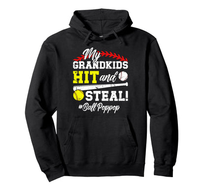 Ball Pop Pop Baseball Softball Pop Pop Hoodie - Unique Graphic for Adults - T-Shirt, Sweatshirt, Hoodie