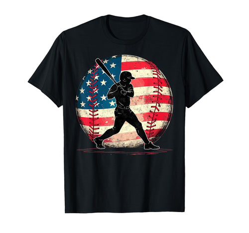 Baseball Us Flag Baseball Lover Dad T-Shirt - Aesthetic Graphic for Adults - T-Shirt, Sweatshirt, Hoodie