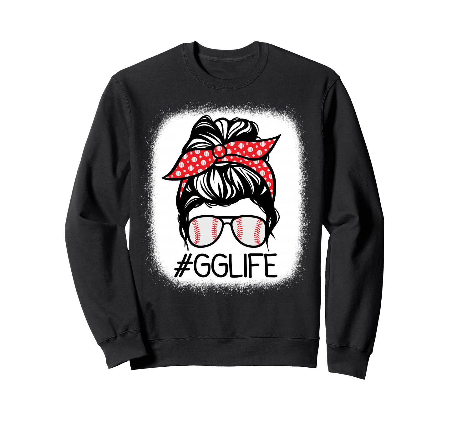 Gg Bleached Messy Bun Baseball Sweatshirt - Unique Graphic Unisex - T-Shirt, Sweatshirt, Hoodie
