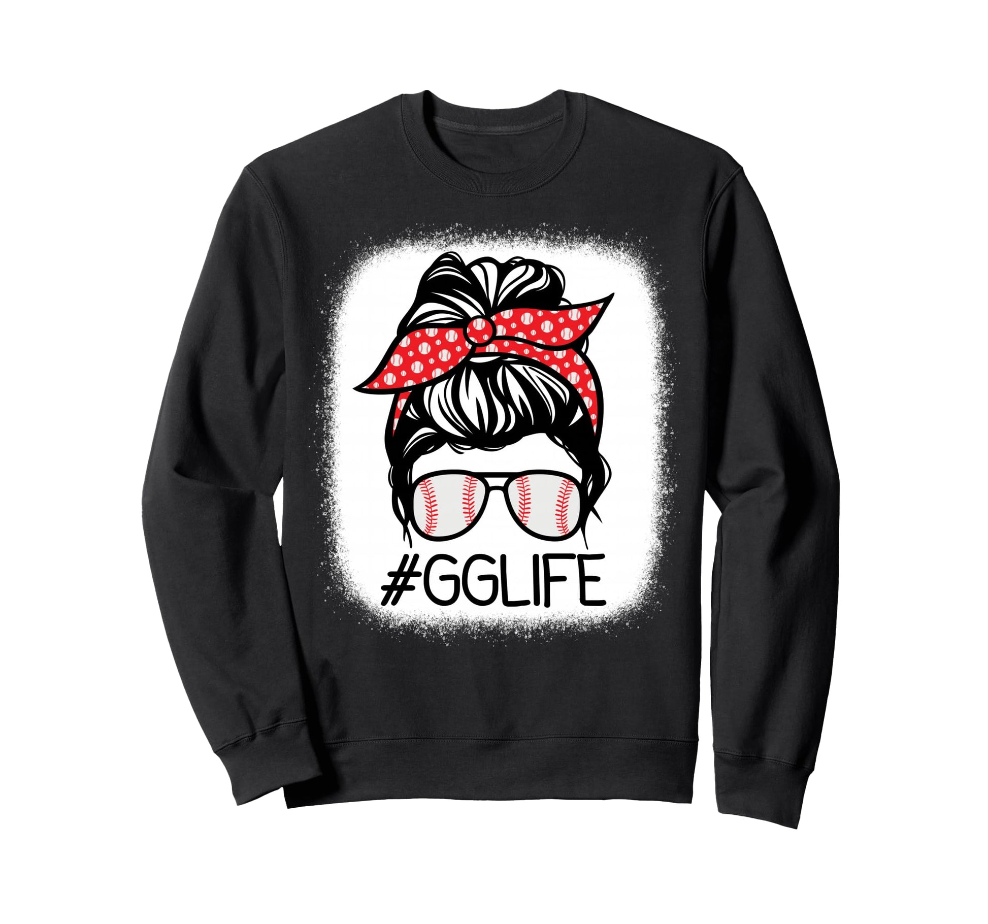 Gg Bleached Messy Bun Baseball Sweatshirt - Unique Graphic Unisex - T-Shirt, Sweatshirt, Hoodie
