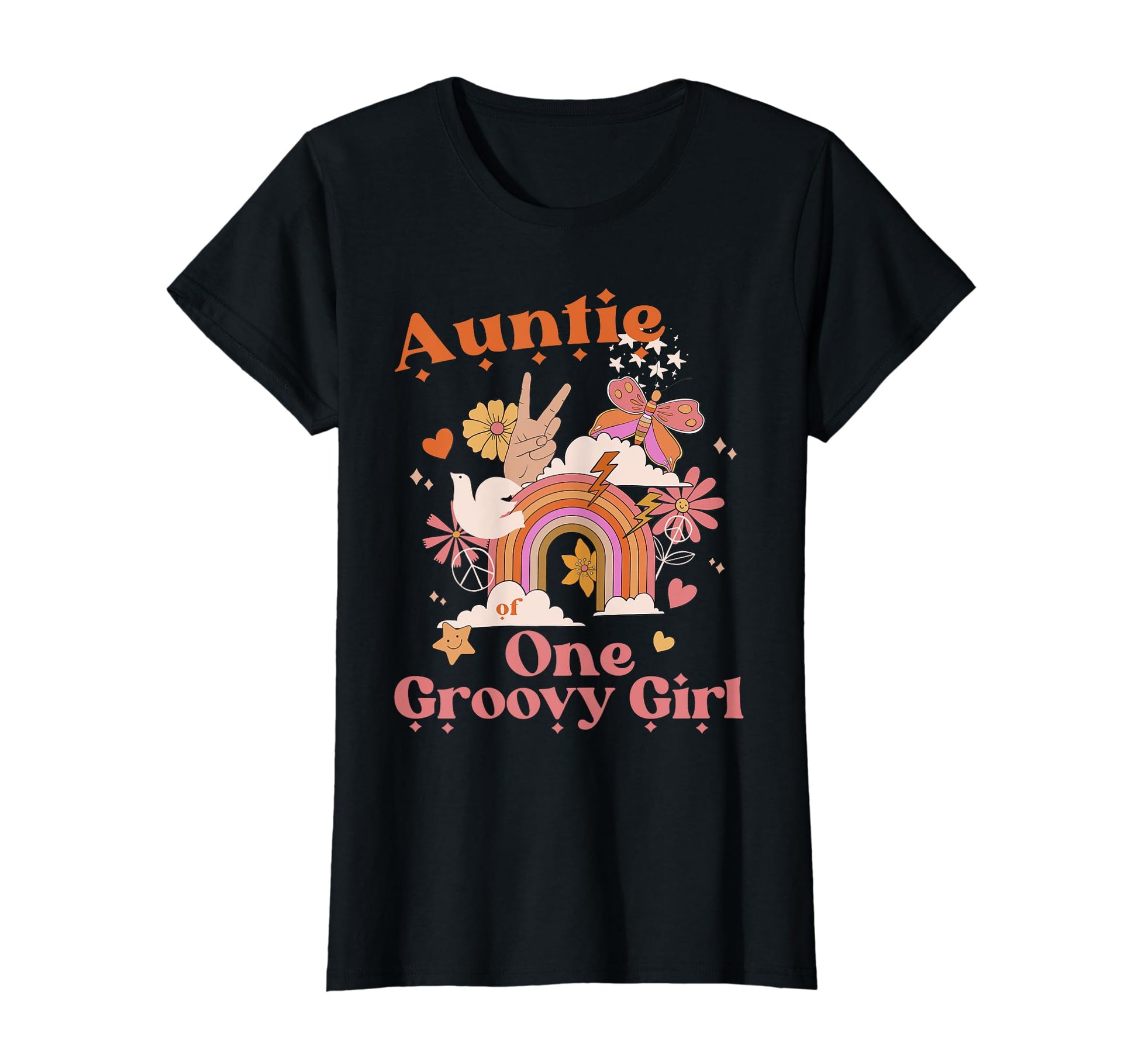 Auntie One Groovy Boho Hippie Rainbow T-Shirt - Fun Novelty Design Unisex - T-Shirt, Sweatshirt, Hoodie