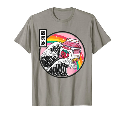 Strawberry Milk Karton Great Wave T-Shirt - Fun Novelty Design Men Women - T-Shirt, Sweatshirt, Hoodie