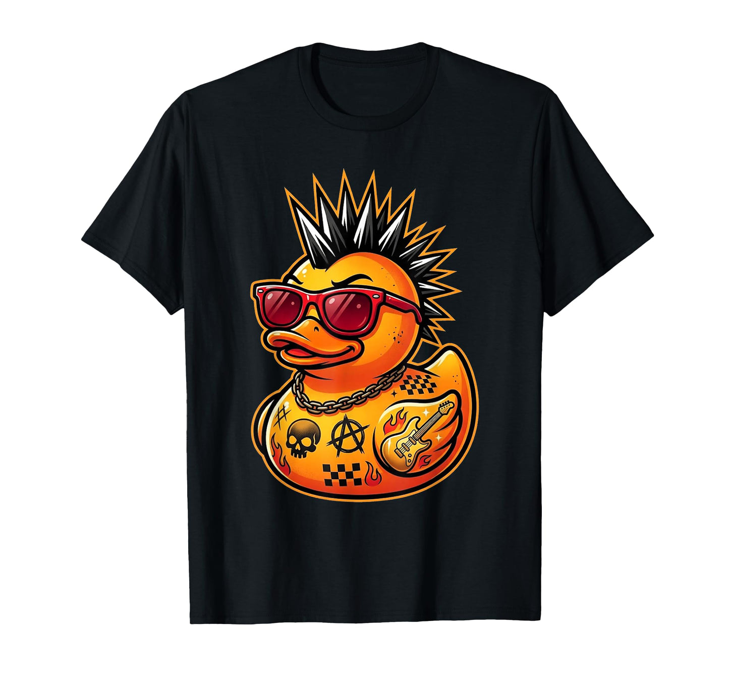 Funny Mohawk Rubber Duck Punk Tattoos T-Shirt - Unique Graphic for Adults - T-Shirt, Sweatshirt, Hoodie