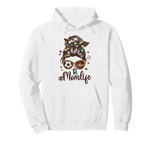 Soccer Mom Coffee Lover Messy Bun Game Day Hoodie - Unique Graphic Unisex - T-Shirt, Sweatshirt, Hoodie