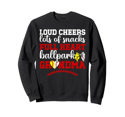 Ballpark Grandma Funny Baseball Sweatshirt - Aesthetic Graphic for Adults - T-Shirt, Sweatshirt, Hoodie