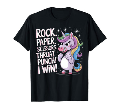 Rock Paper Scissors Throat Punch I Win T-Shirt - Streetwear Style Unisex - T-Shirt, Sweatshirt, Hoodie