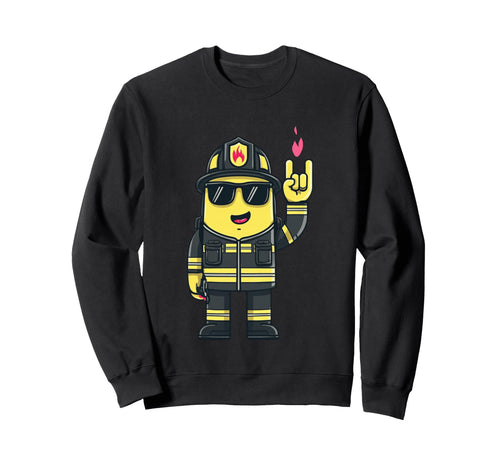 Firefighter Mascot Rock Hand Sweatshirt - Casual Everyday Wear Men Women - T-Shirt, Sweatshirt, Hoodie