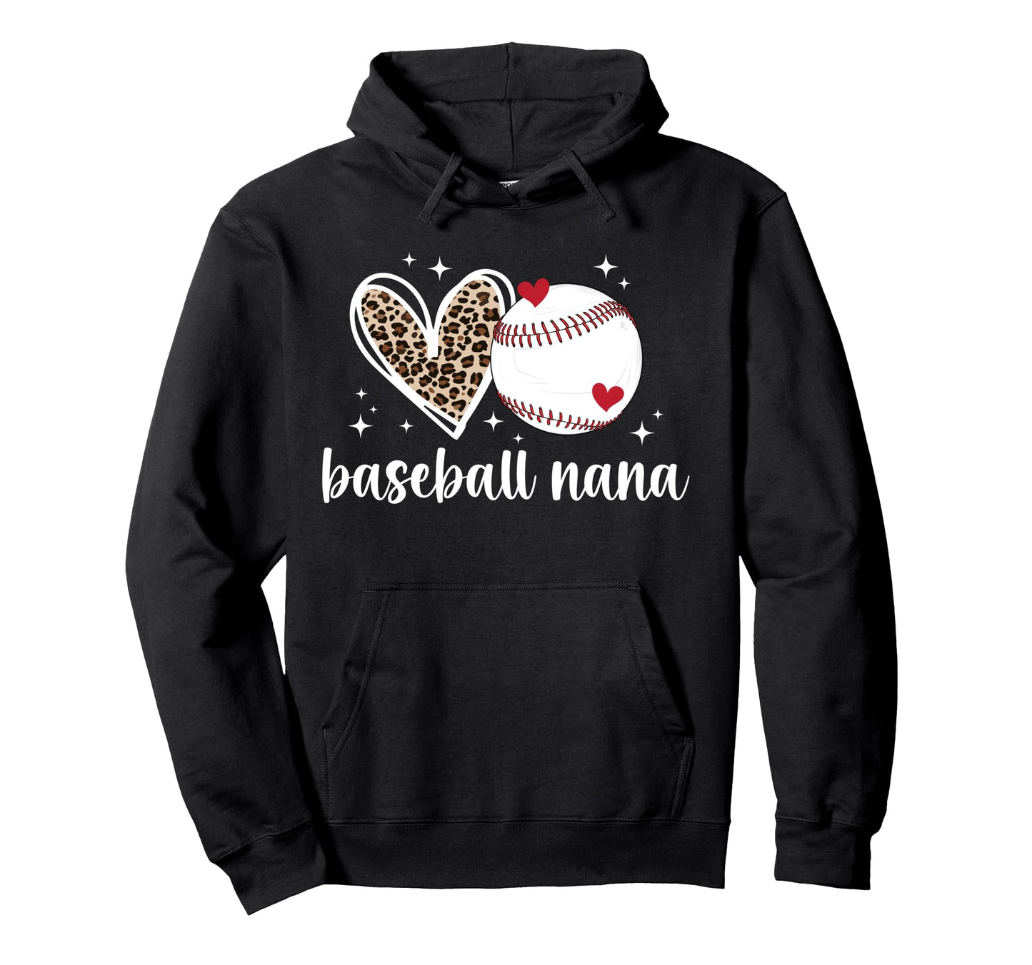 Baseball Nana Baseball Player Nana Leopard Hoodie - Graphic Print Men Women - T-Shirt, Sweatshirt, Hoodie