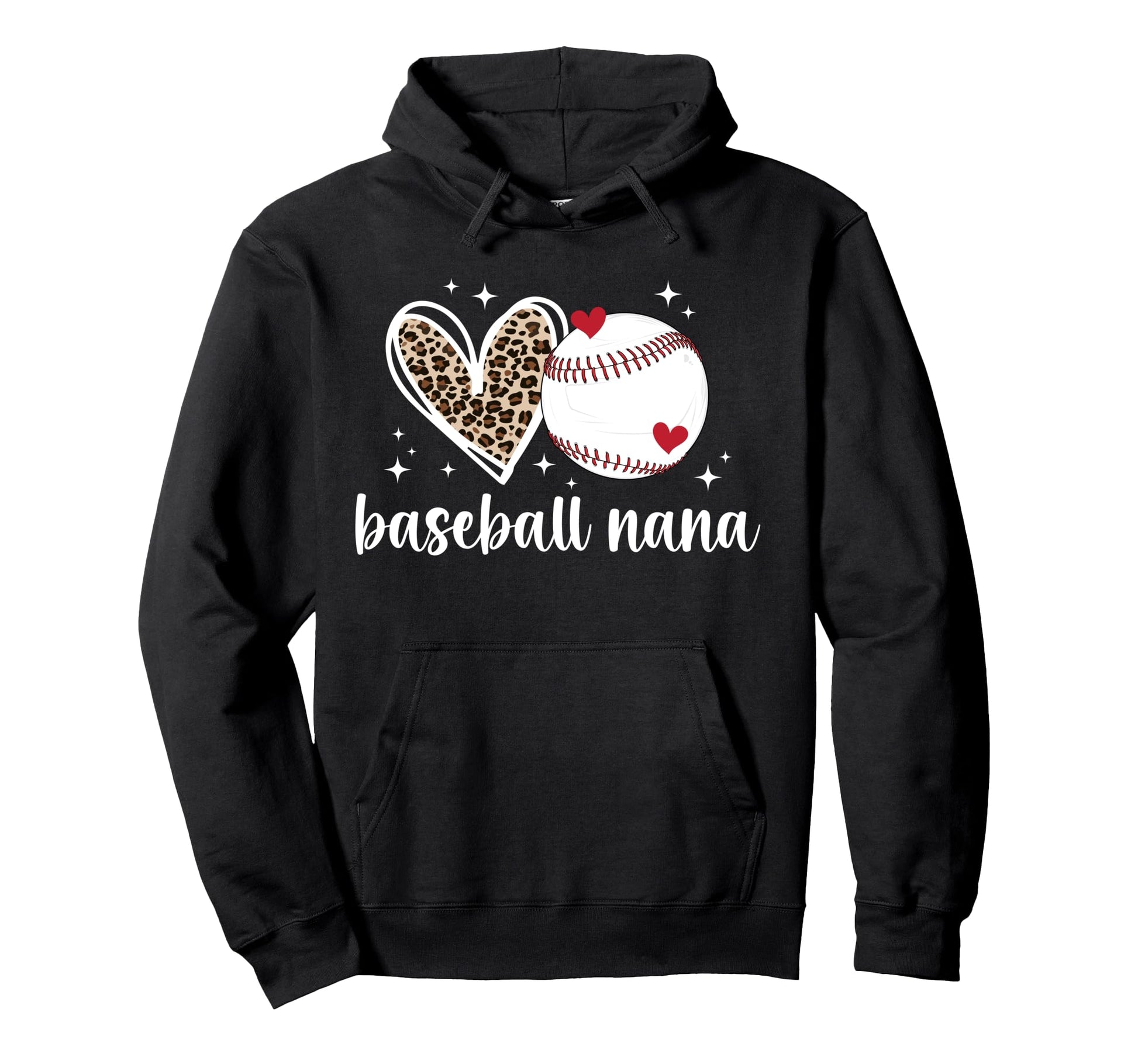 Baseball Nana Baseball Player Nana Leopard Hoodie - Graphic Print Men Women - T-Shirt, Sweatshirt, Hoodie