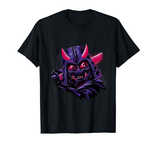 Japanese Samurai Mask Vaporwave T-Shirt - Aesthetic Graphic Men Women - T-Shirt, Sweatshirt, Hoodie