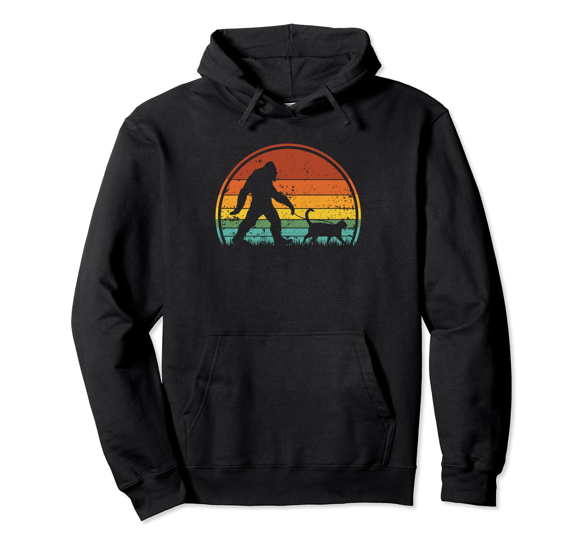 Bigfoot Sasquatch Hide And Seek Sunset 80S Hoodie - Novelty Apparel Unisex - T-Shirt, Sweatshirt, Hoodie