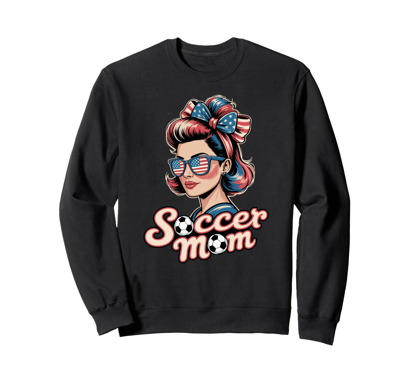 Patriotic Soccer Mom American Flag Sweatshirt - Minimalist Print Men Women - T-Shirt, Sweatshirt, Hoodie