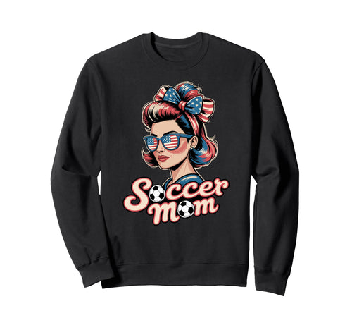 Patriotic Soccer Mom American Flag Sweatshirt - Minimalist Print Men Women - T-Shirt, Sweatshirt, Hoodie