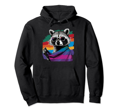 Funny Raccoon Love Sunglasses Summer Hoodie - Novelty Apparel for Adults - T-Shirt, Sweatshirt, Hoodie