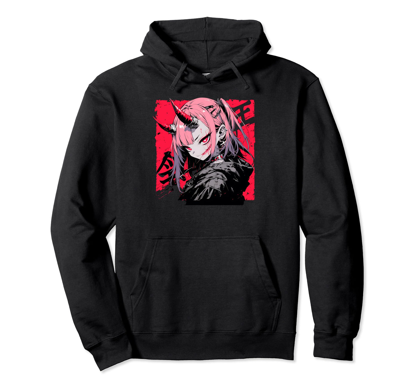 Goth Grunge Demon Anime Waifu Horror Hoodie - Novelty Apparel for Adults - T-Shirt, Sweatshirt, Hoodie