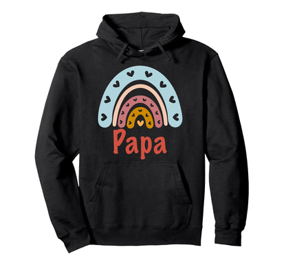 Papa Birthday Rainbow Boho Papa Hoodie - Minimalist Print Men Women - T-Shirt, Sweatshirt, Hoodie