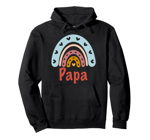 Papa Birthday Rainbow Boho Papa Hoodie - Minimalist Print Men Women - T-Shirt, Sweatshirt, Hoodie