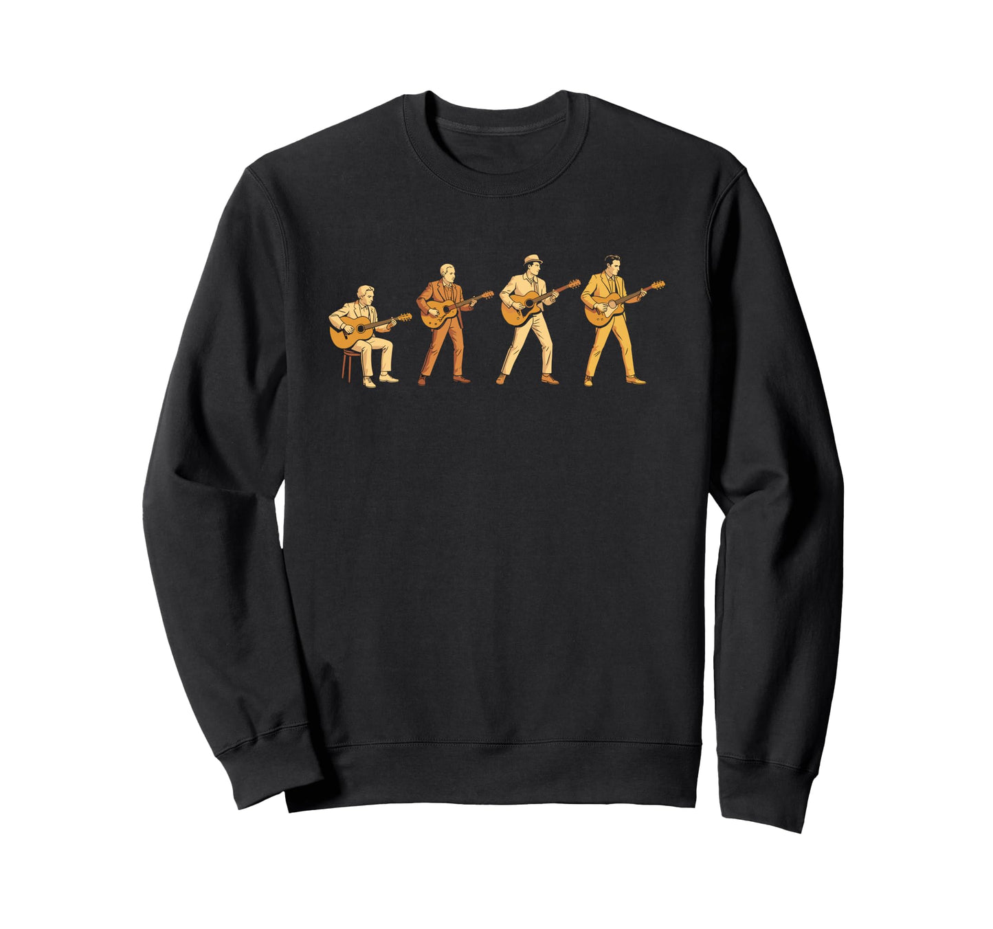 Rock Music Evolution Silhouette Stripes Sweatshirt - Unique Graphic Unisex - T-Shirt, Sweatshirt, Hoodie