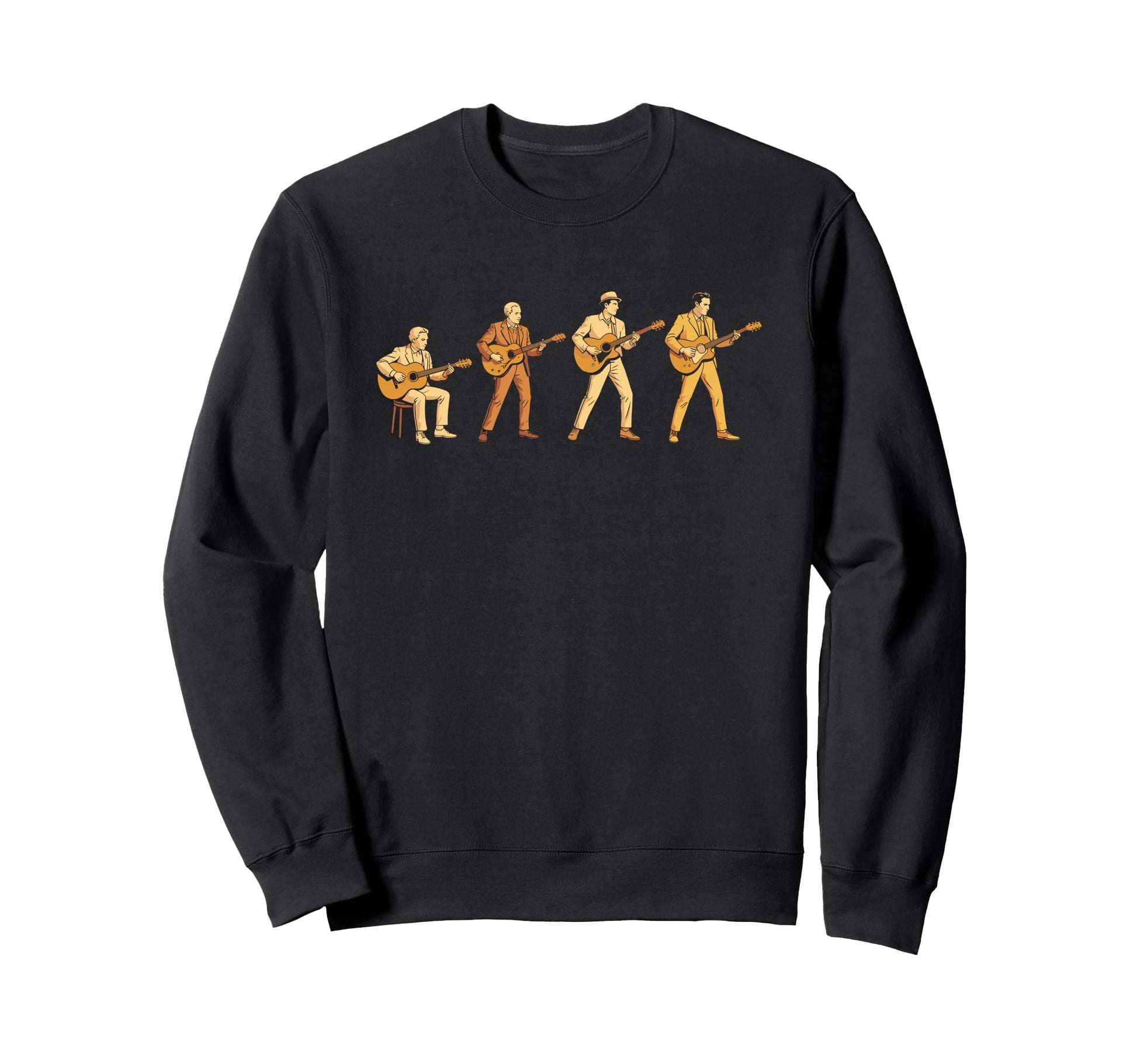 Rock Music Evolution Silhouette Stripes Sweatshirt - Unique Graphic Unisex - T-Shirt, Sweatshirt, Hoodie