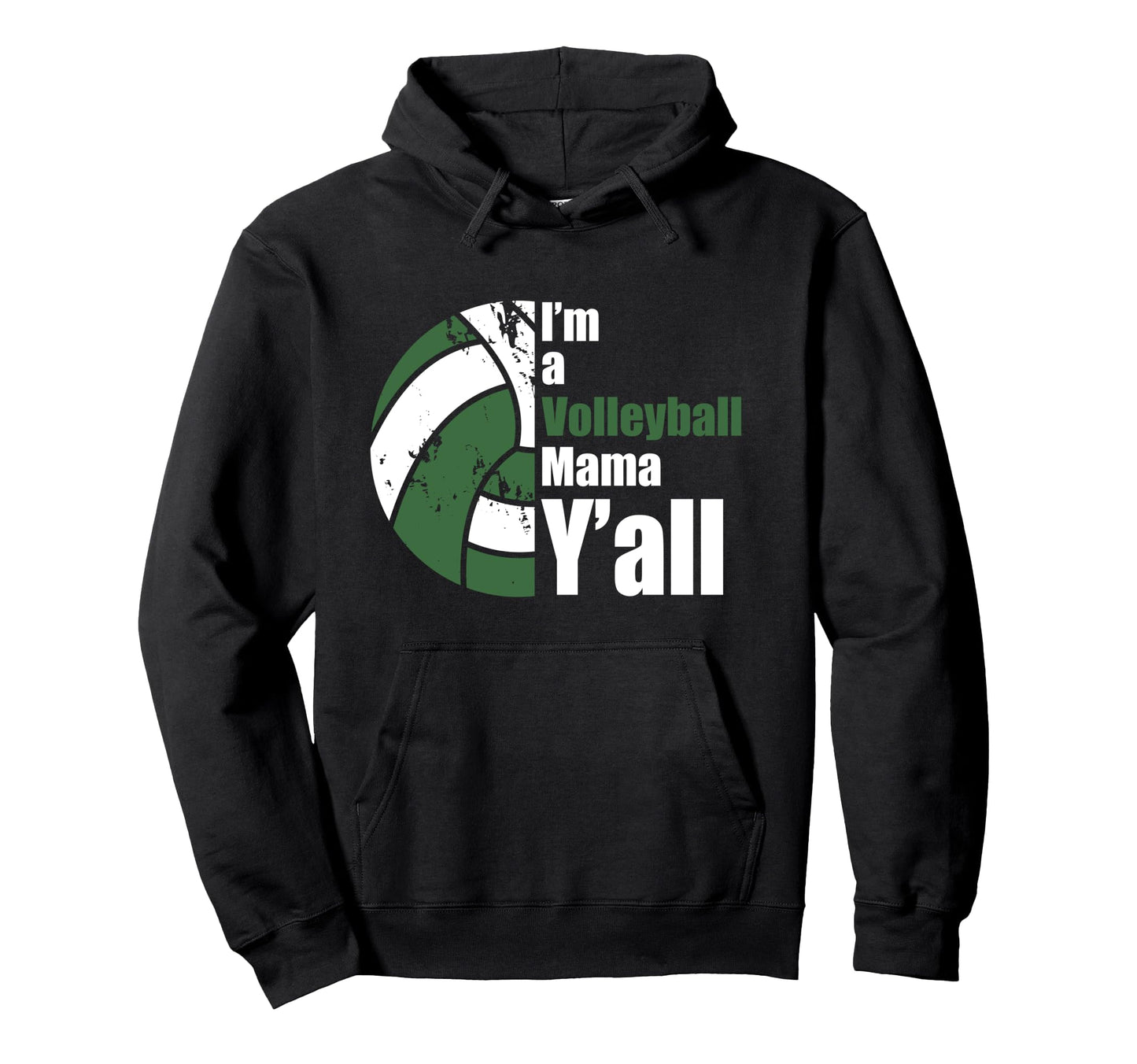 Dark Green White Volleyball Mom Hoodie - Minimalist Print for Adults - T-Shirt, Sweatshirt, Hoodie