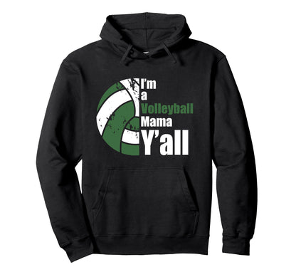 Dark Green White Volleyball Mom Hoodie - Minimalist Print for Adults - T-Shirt, Sweatshirt, Hoodie