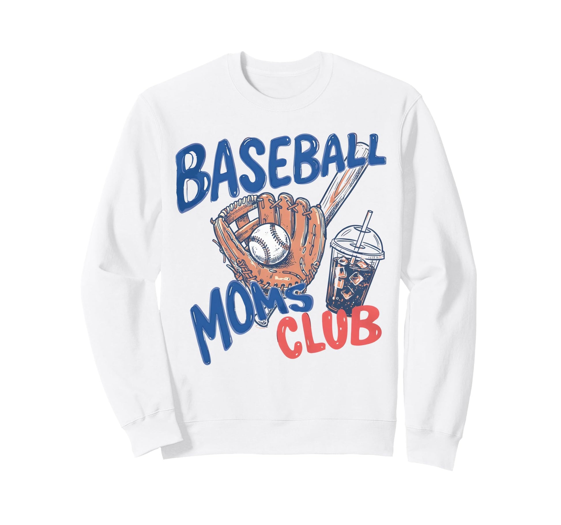 Baseball Moms Club Iced Coffee Glove Sweatshirt - Trendy Graphic Unisex - T-Shirt, Sweatshirt, Hoodie