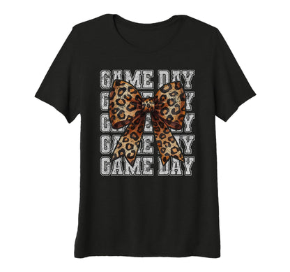 Leopard Bow Block Varsity Mom T-Shirt - Aesthetic Graphic for Adults - T-Shirt, Sweatshirt, Hoodie