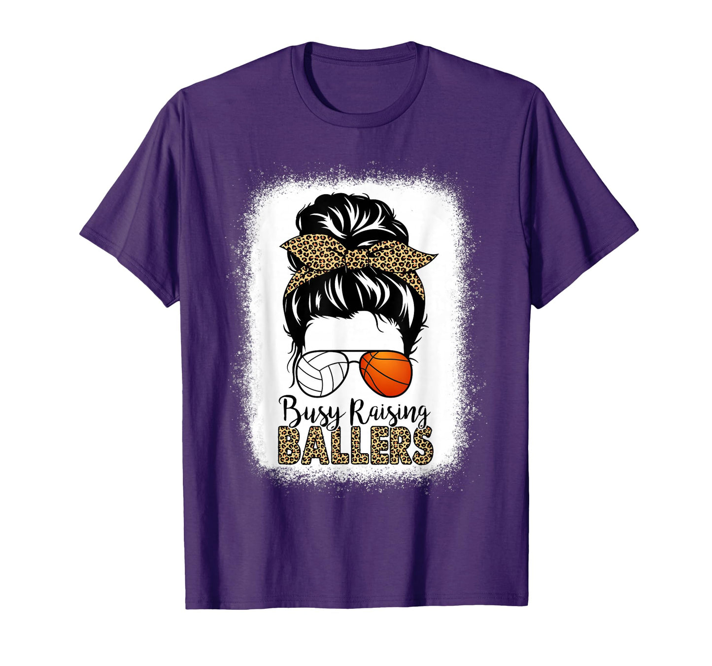 Volleyball And Basketball Mom Messy Bun T-Shirt - Graphic Print for Adults - T-Shirt, Sweatshirt, Hoodie