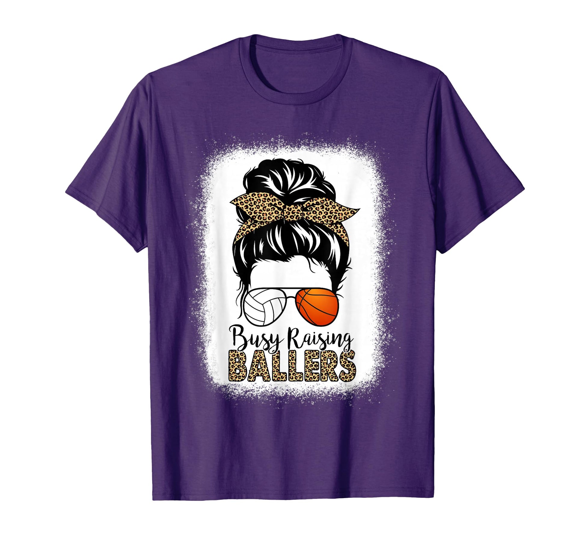 Volleyball And Basketball Mom Messy Bun T-Shirt - Graphic Print for Adults - T-Shirt, Sweatshirt, Hoodie