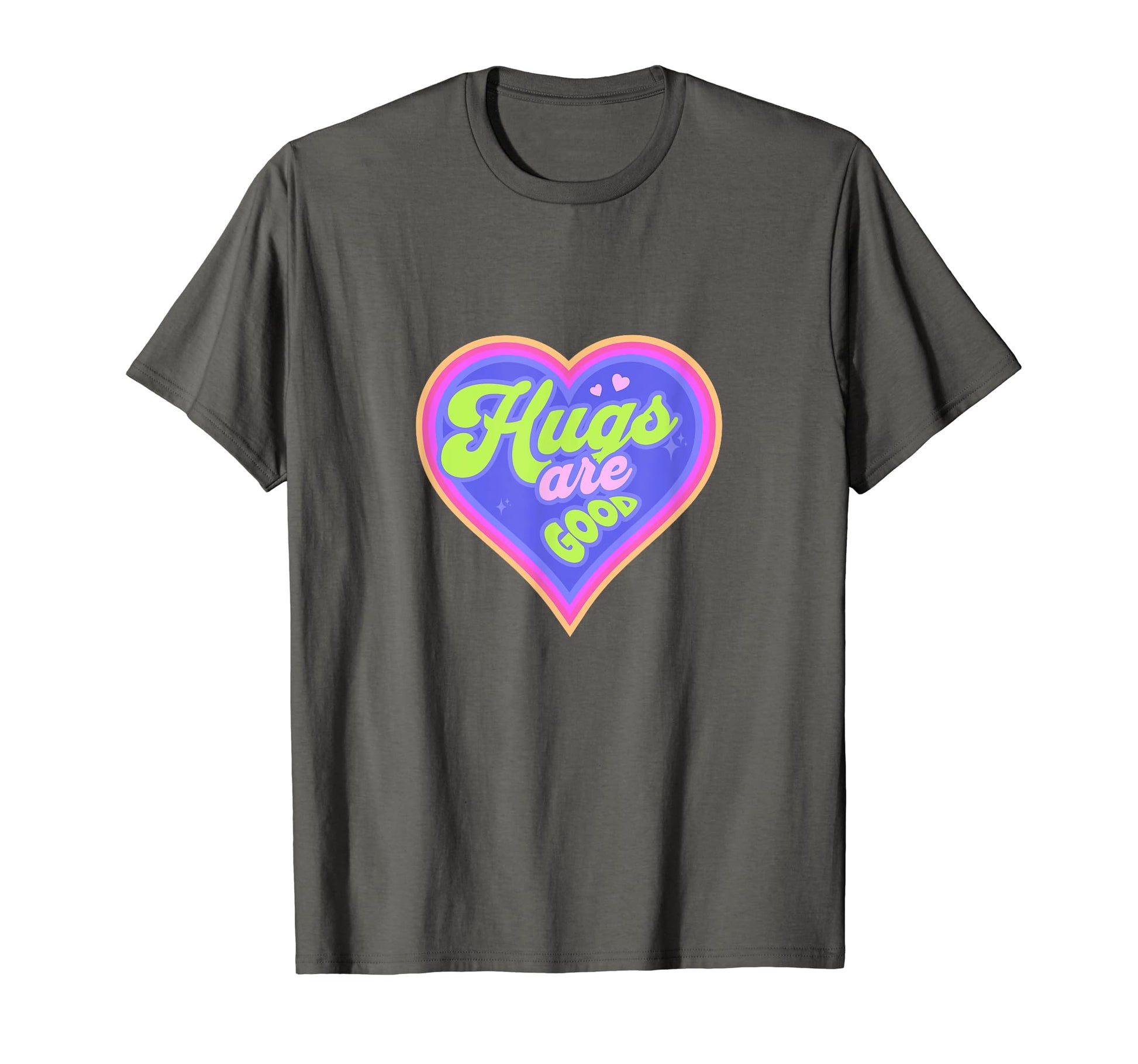 Hugs Are Good Positive Rainbow Groovy T-Shirt - Unique Graphic Men Women - T-Shirt, Sweatshirt, Hoodie