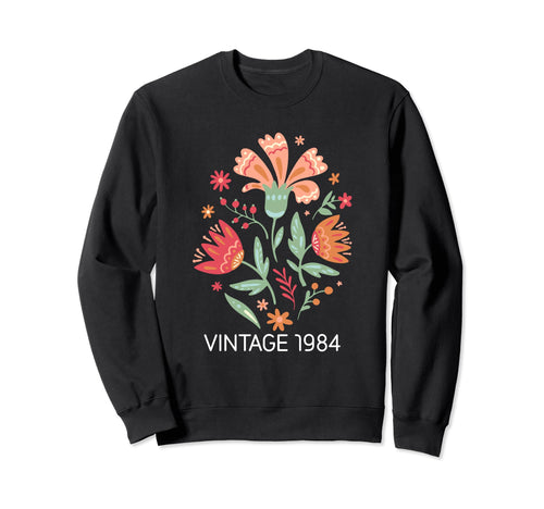 1984 Boho Flower Floral Folk Art Sweatshirt - Minimalist Print Men Women - T-Shirt, Sweatshirt, Hoodie