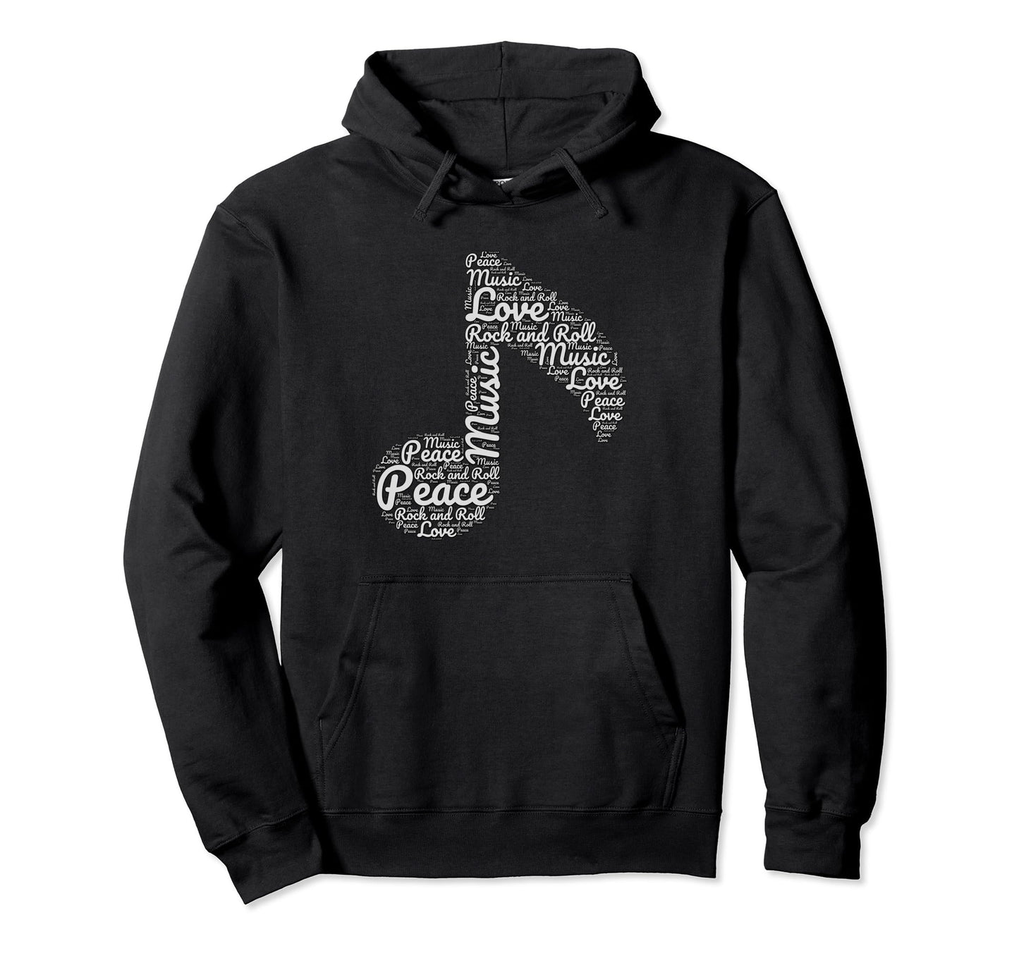 Peace Love Rock And Roll Music Note Decor Hoodie - Minimalist Print Unisex - T-Shirt, Sweatshirt, Hoodie