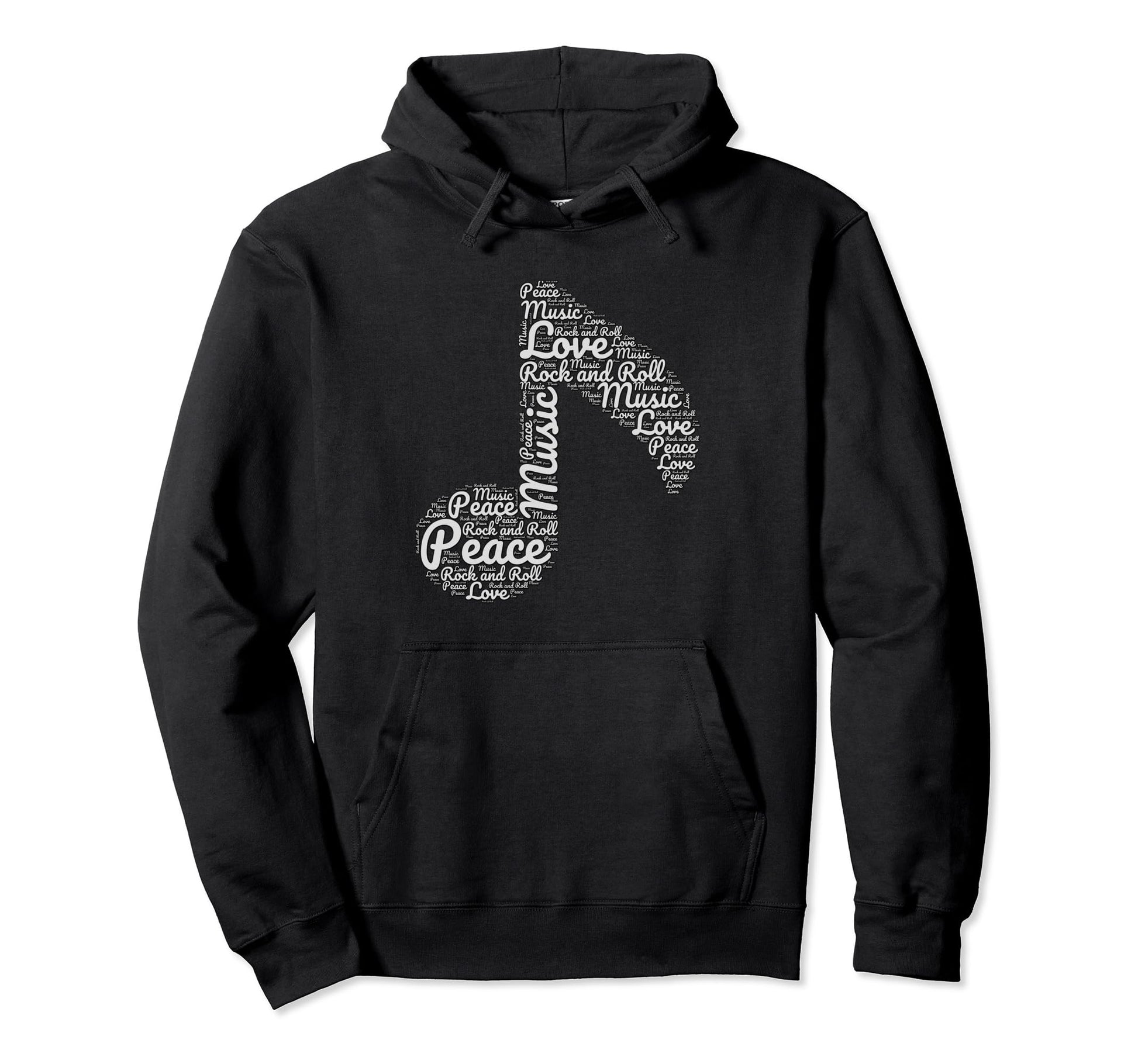 Peace Love Rock And Roll Music Note Decor Hoodie - Minimalist Print Unisex - T-Shirt, Sweatshirt, Hoodie
