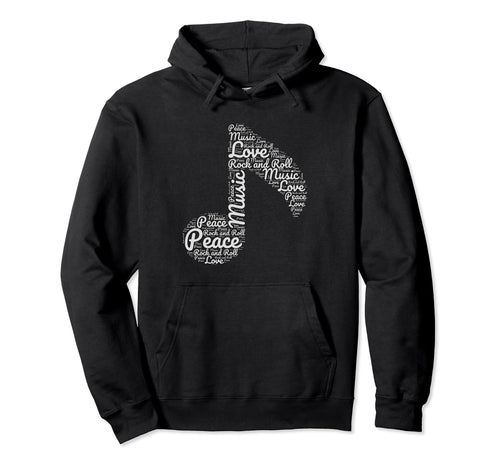 Peace Love Rock And Roll Music Note Decor Hoodie - Minimalist Print Unisex - T-Shirt, Sweatshirt, Hoodie