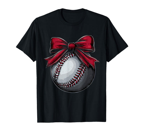 Baseball Coquette Bow Baseball Mom T-Shirt - Graphic Print Men Women - T-Shirt, Sweatshirt, Hoodie