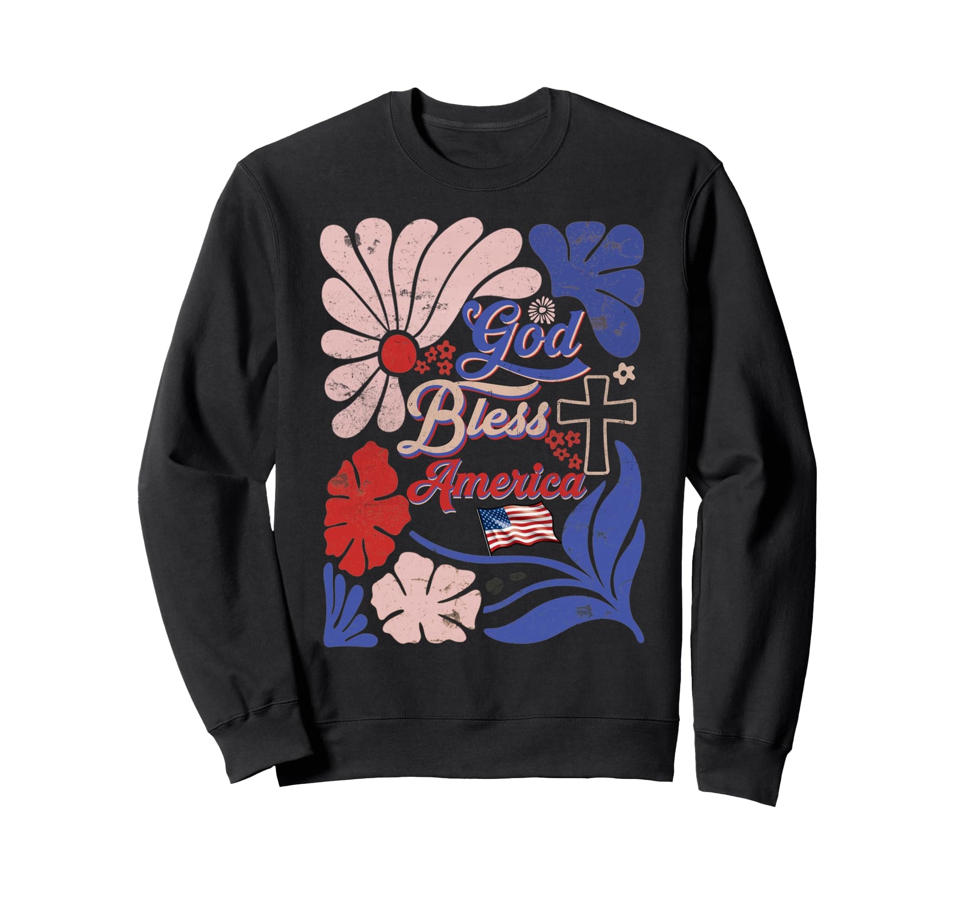 Boho Christian 4Th July God Bless Sweatshirt - Unique Graphic Men Women - T-Shirt, Sweatshirt, Hoodie