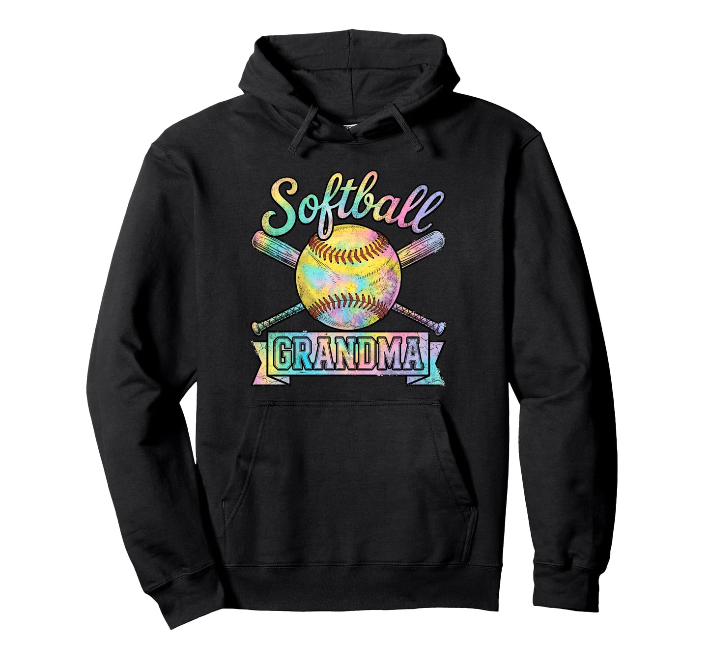 Softball Grandma Tie Dye Sports Fans Hoodie - Novelty Apparel Men Women - T-Shirt, Sweatshirt, Hoodie