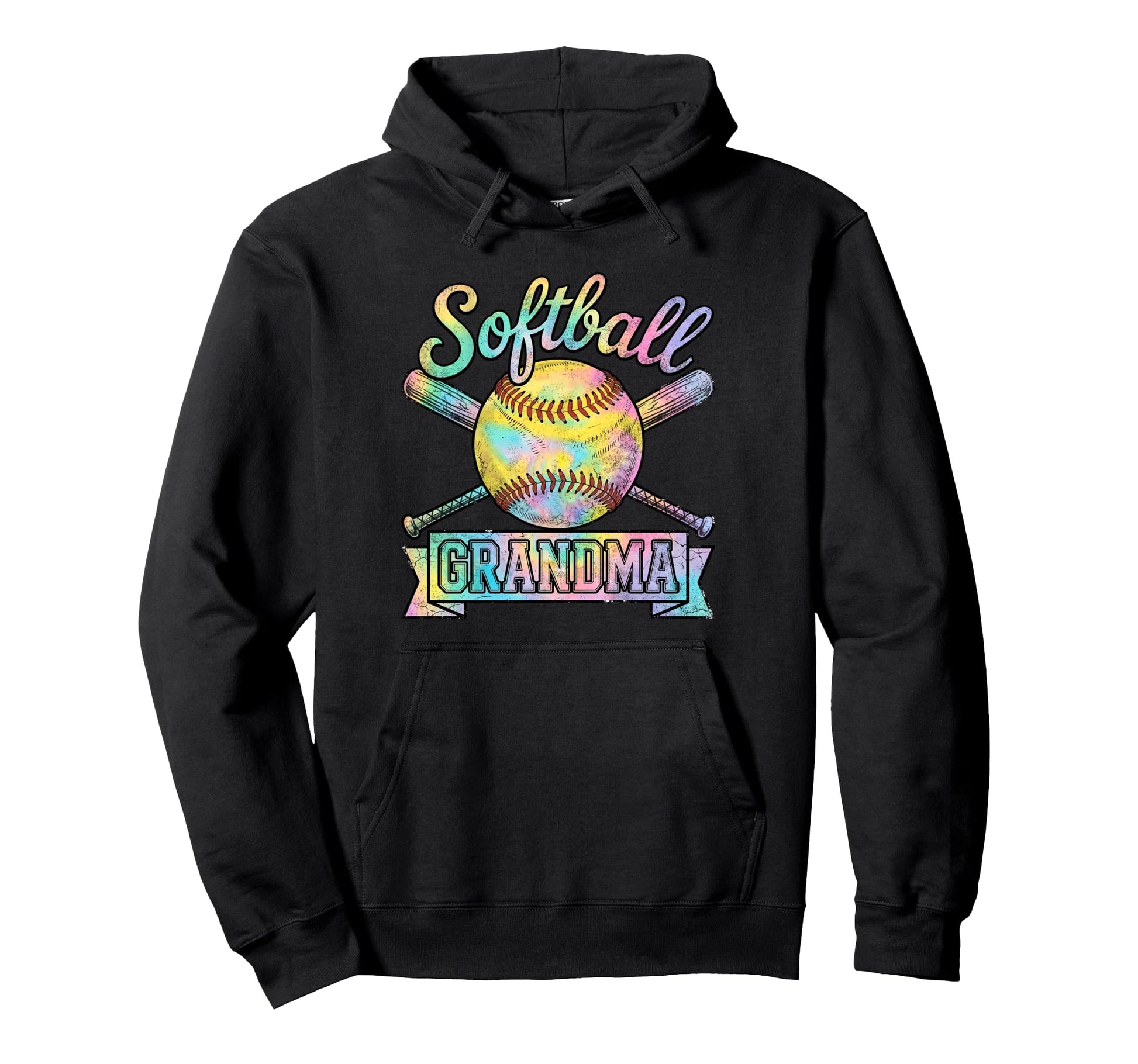 Softball Grandma Tie Dye Sports Fans Hoodie - Novelty Apparel Men Women - T-Shirt, Sweatshirt, Hoodie