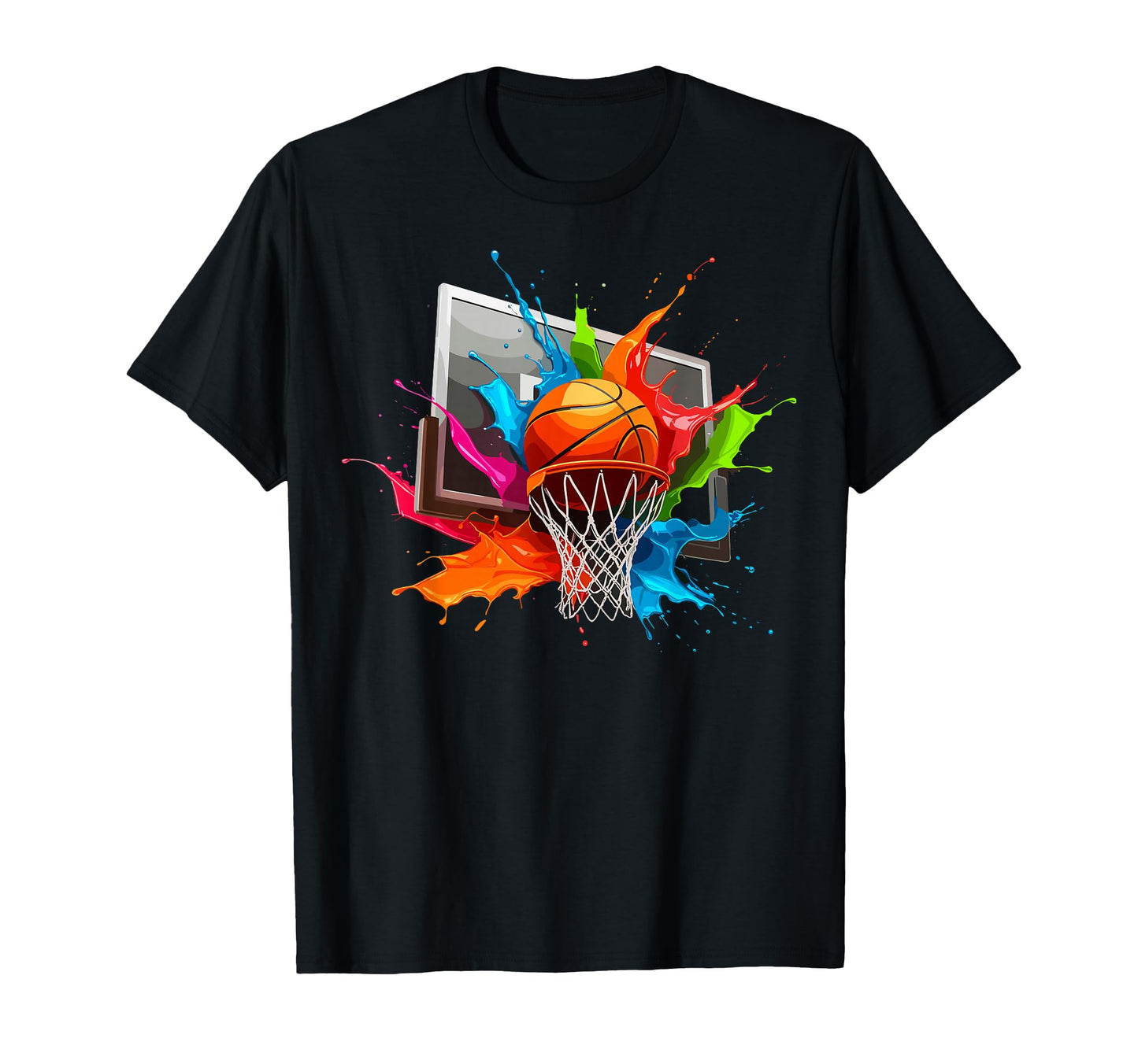 Colorful Paints Splash Basketball Ball T-Shirt - Novelty Apparel Men Women - T-Shirt, Sweatshirt, Hoodie