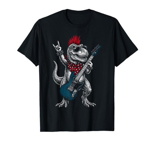 Funny T Rex Dino Playing Guitar Usa T-Shirt - Streetwear Style for Adults - T-Shirt, Sweatshirt, Hoodie