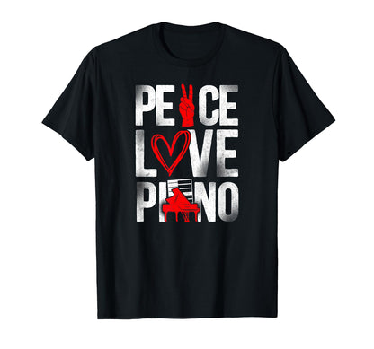 Piano Teacher Pianist Keyboard Peace T-Shirt - Unique Graphic for Adults - T-Shirt, Sweatshirt, Hoodie