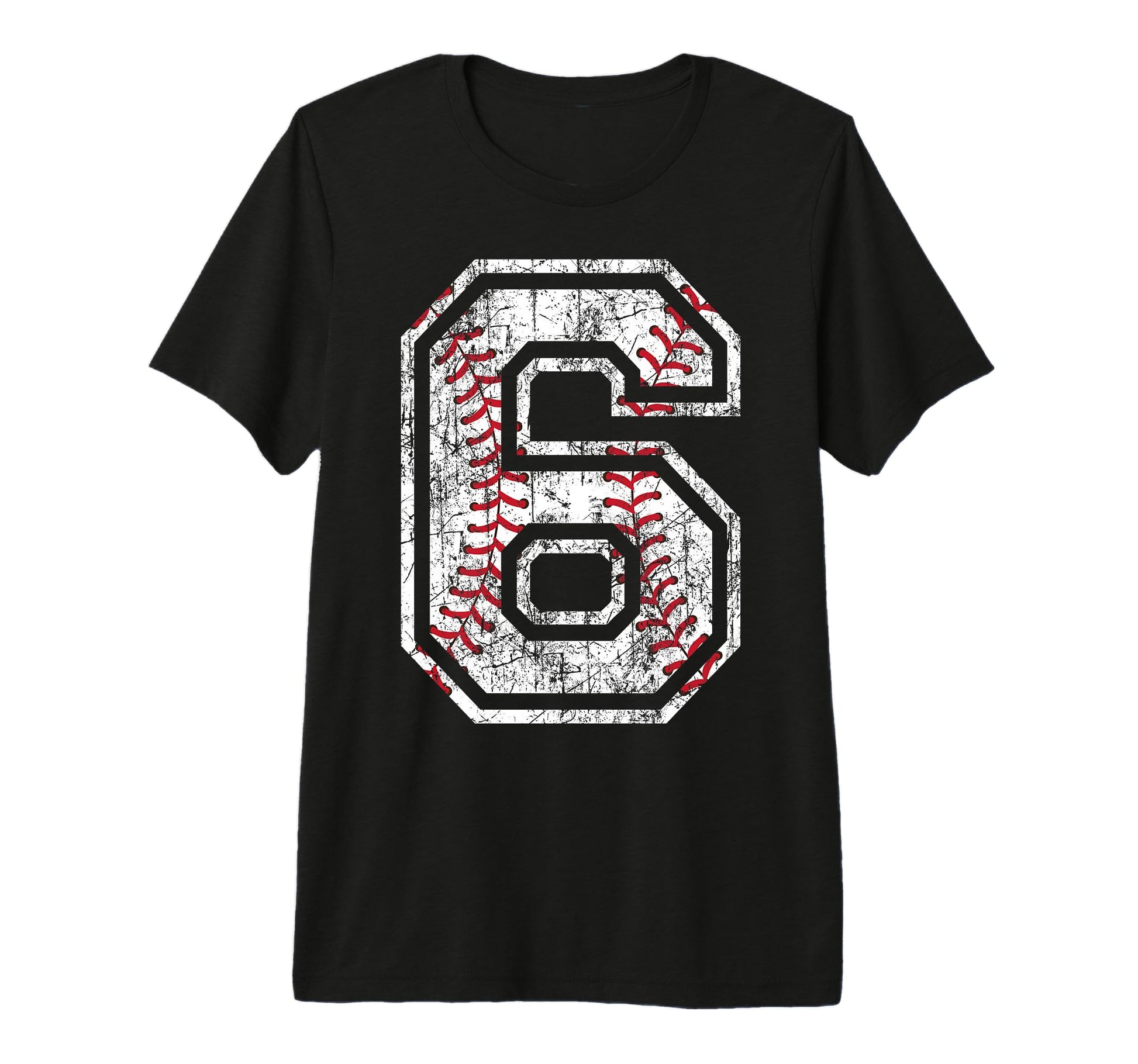 Baseball Jersey Number 6 Distressed T-Shirt - Minimalist Print for Adults - T-Shirt, Sweatshirt, Hoodie